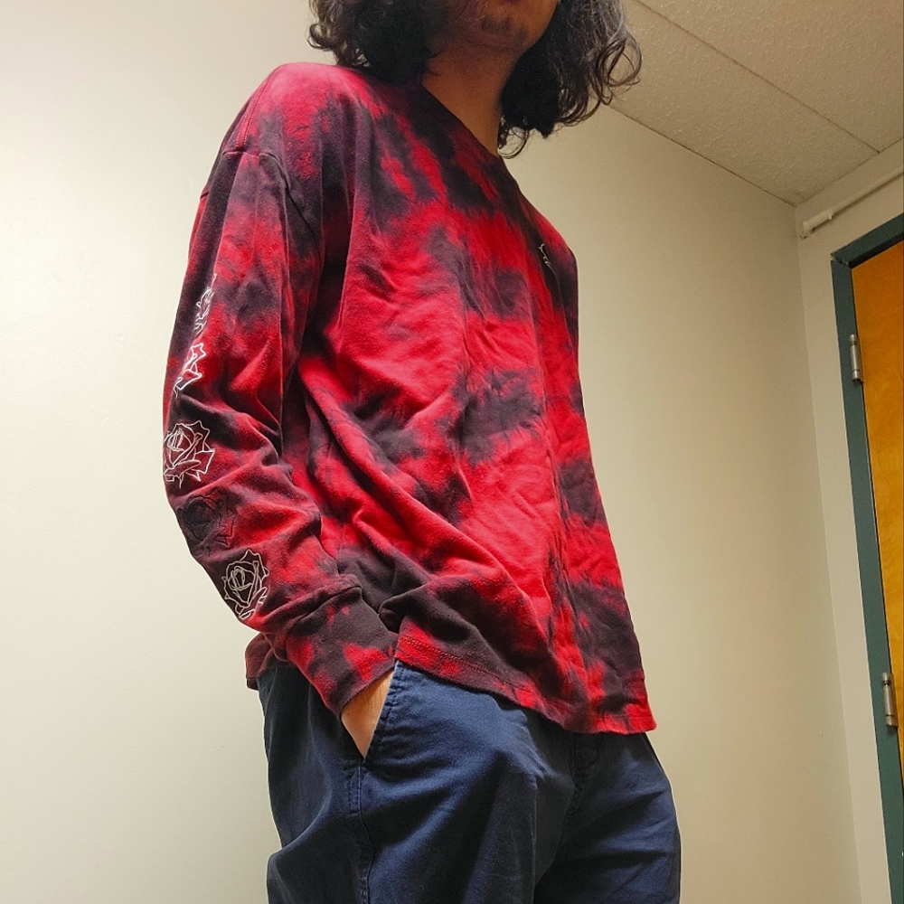Rose Shirt Black and Red Tie Die